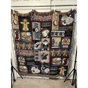 VTG "Holly Jolly Days" Vicky Howard 50"x60" Christmas Tapestry Throw Blanket NEW